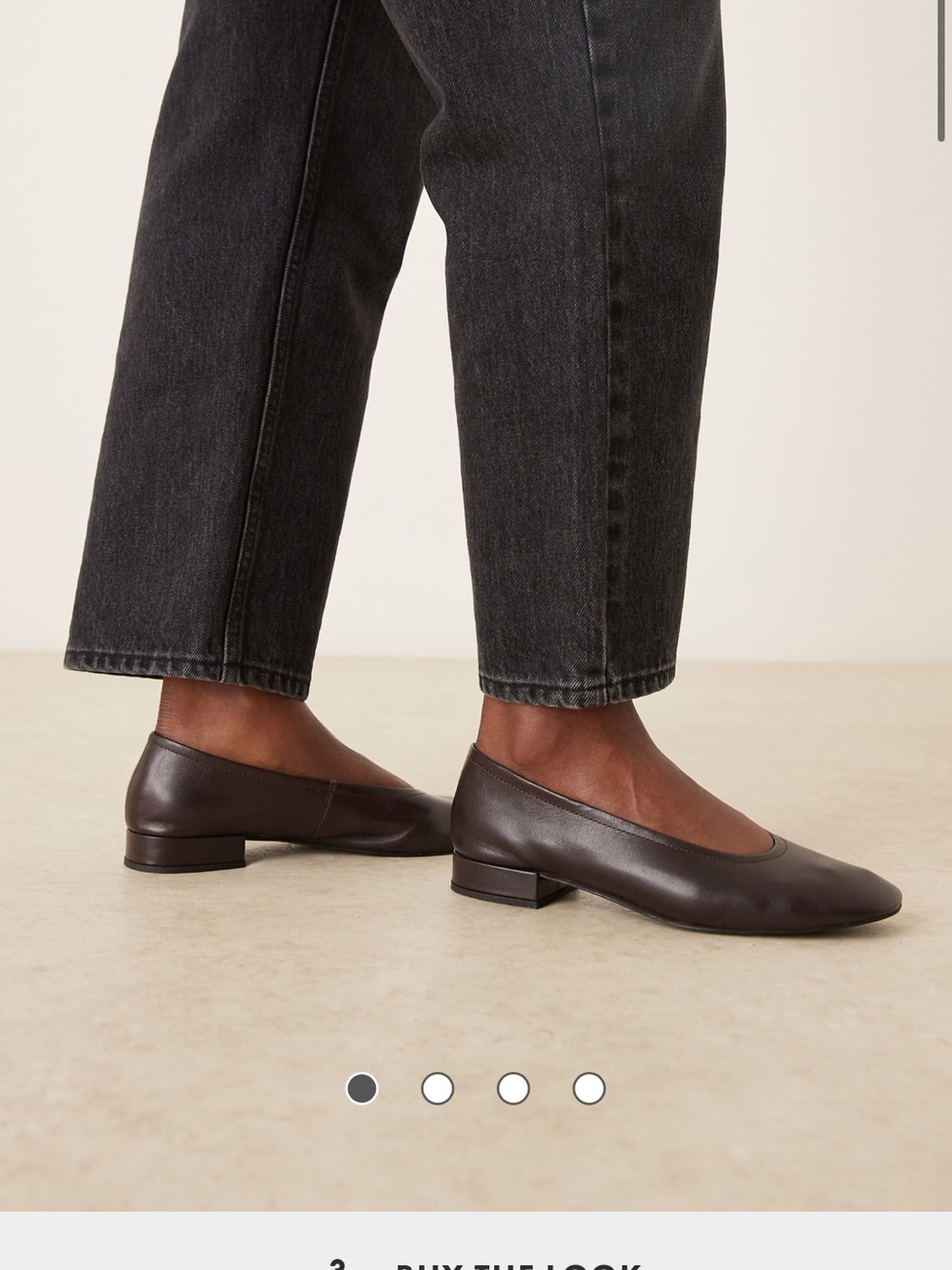 Mango Dark Brown Leather Ballet Flats